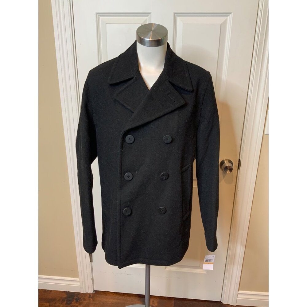 Michael Kors Black Wool Blend Double Breasted Peacoat, Size S, NWT! $425